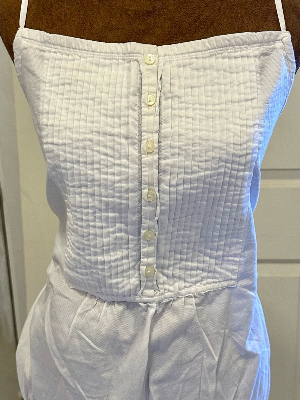 GAP White Cami Romper with Button Tag
